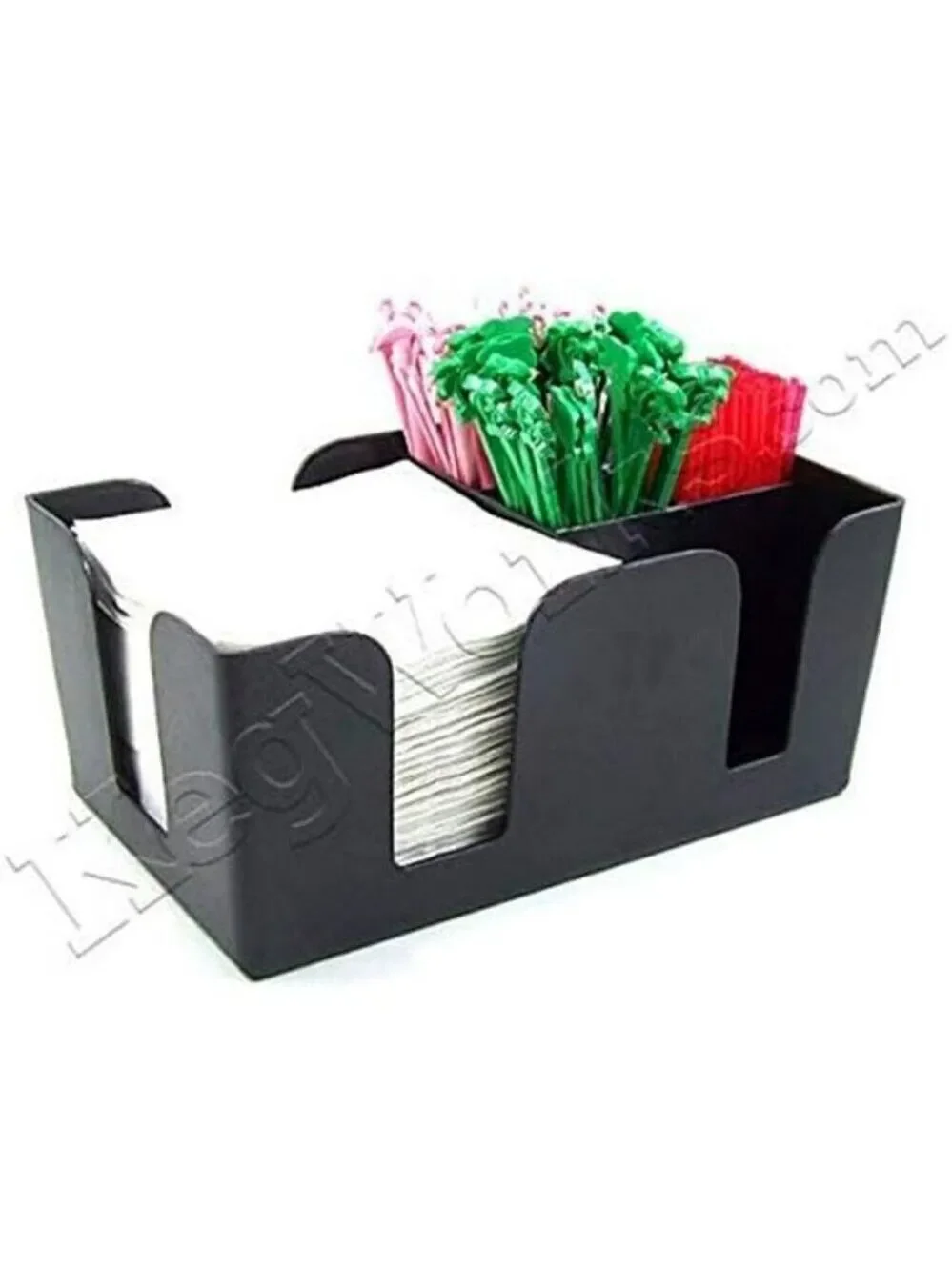Black Bar Caddy Organizer 6 Compartments for Napkins Straws Condiments Storage